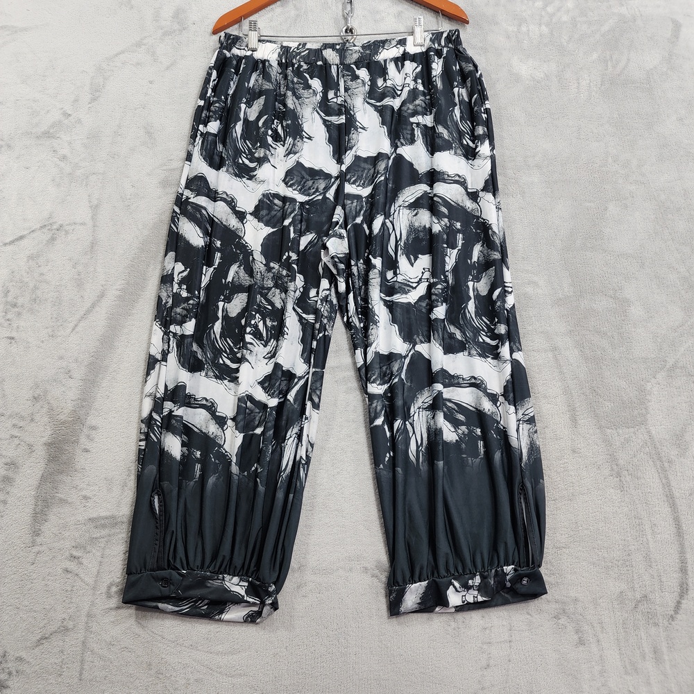 Sunflower By Firmiana Pants Women 2X Black Floral Harem Crop Cuffed Stretch
